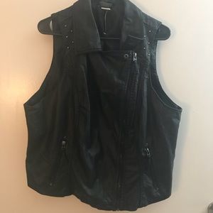 Black leather vest